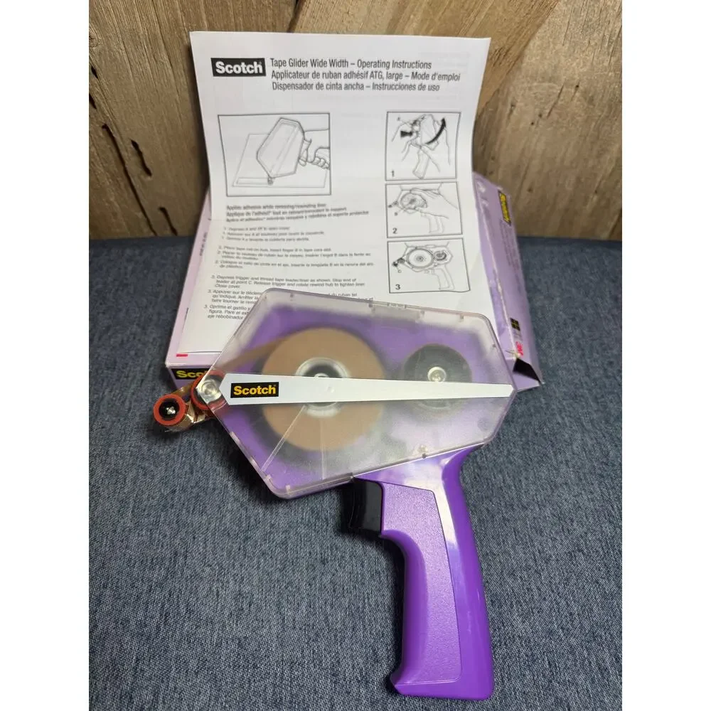 Scotch Tape Glider Wide Width Tape Dispenser Gift Wrap Gun w/Some Tape Scrapbook